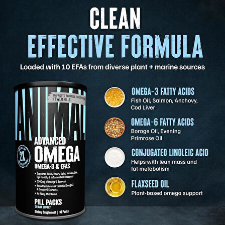 Animal Advanced Omega Essential Fatty Acids - High Potency 3500mg Omega 3 & Omega 6 Supplement with EPA, DHA, ALA, CLA, GLA for Heart, Brain, Joint, Skin, Eye, Metabolism, Immune Health - 30 Day Pack