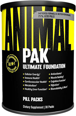 Universal Animal Pak - Convenient Multivitamin for Men & Women Daily All-in-One Vitamin & Supplement Pack - Zinc, Vitamins Amino Acids and Immune Support - Sports Nutrition Performance - 30 Pack