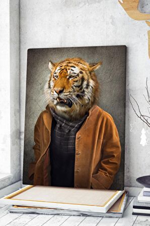 Kaplan Temalı İnsan Kıyafetli Kavram Değişimi Soyut Yüksek Kaliteli Kanvas Tablo Canvas Tablo