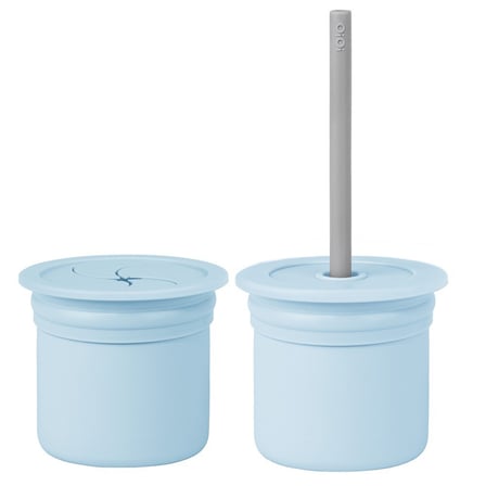 Pipetli Silikon Bardak Seti Mineral Blue / Powder Grey