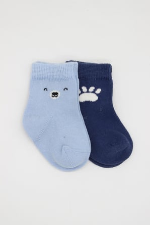 2'Li Bear Penye Soket Çorap 10116 Mavi