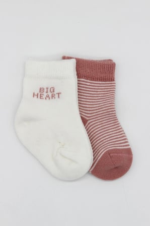 2'Li Big Heart Penye Soket Çorap 10117 Pudra