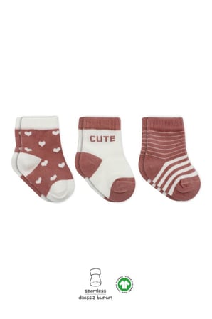 3'Lü Penye Cute Stars Soket Çorap BS10115 Pudra