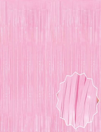 Soft Pembe Püsküllü Kapı Perdesi - Parti, Baby Shower, Cinsiyet Partisi 1x2 m