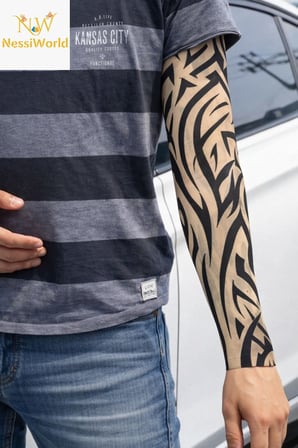 Giyilebilir Kol Dövmesi Çorap Dövme 3D Baskılı Kol Bacak Dövme 2 Adet Model 2