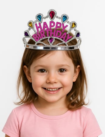 Gümüş Renk Happy Birthday Yazılı Doğum Günü Tacı 60 cm