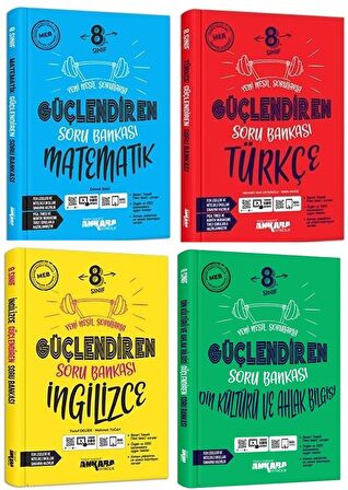 Ankara 8. Sınıf Matematik + Türkçe + Din + İngilizce Güçlendiren Soru Seti 4 Kitap 2023