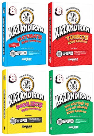Ankara 8. Sınıf Matematik + Türkçe + Din + İngilizce Kazandıran Soru Seti 4 Kitap 2023