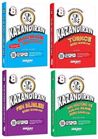 Ankara 8. Sınıf Matematik + Türkçe + Fen + Din Kazandıran Soru Seti 4 Kitap 2023
