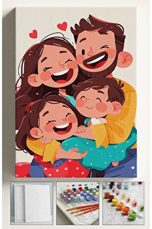 Sayılarla Boyama Tuval Seti Fırça Boya Dahil (Çıtalı) 40x50 CM - AİLE ANNELER GÜNÜ