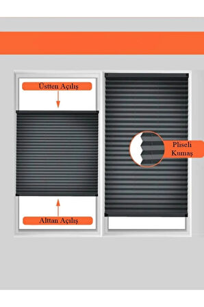 Antrasit Plise Perde Katlanır Cam Balkon Perdesi - Ofis Perdesi - Mutfak Perdesi