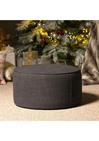 Mora Modern Antrasit Yuvarlak Puf Bench Oturma Odası Yer Oturağı Koridor Minderi