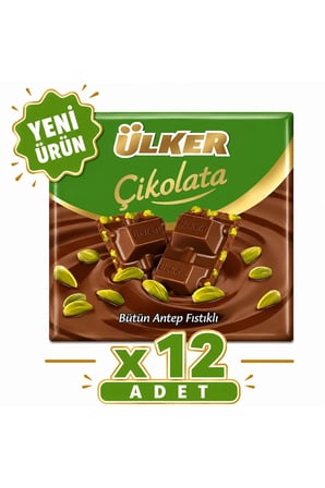 Ülker Antep Fıstıklı Kare Çikolata (65 g) x12 adet