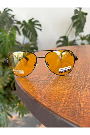 Antifar Polarize Sarı Camlı Siyah Damla Model Güneş Gözlüğü Unisex Kadın erkek Gözlük