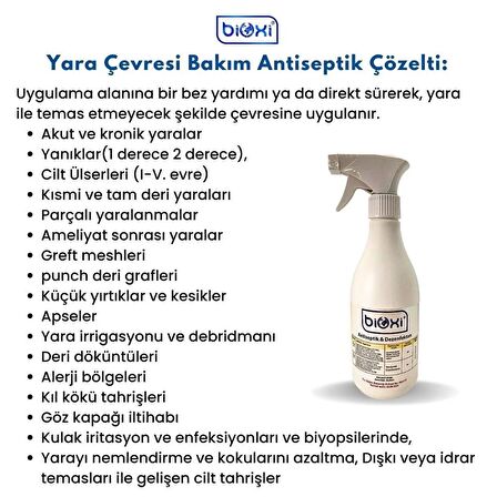 Bioxi® Antiseptik & Dezenfektan 500ml (El-Cilt ve Yara Bakım) / Hipokloröz asit (HOCl) bazlı