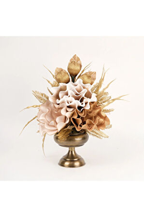 Yapay Çiçekli Antik Küçük Ayak Vazo No:3