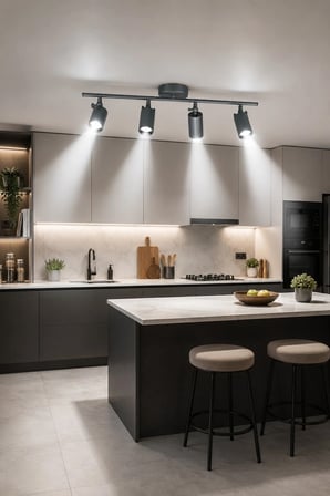 Spoty 4'Lü Antrasit RenkliBEYAZ IŞIK Modern Tasarım Salon - Mutfak - Banyo Spot Sıralı Avize