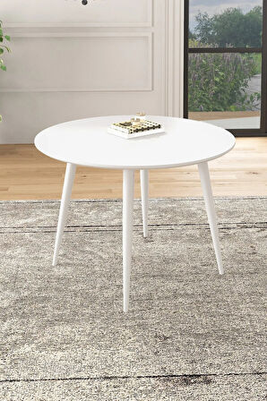 Adel Serisi Beyaz 90x90 Mdf Masa Mutfak Masa Takımı,  Yemek Odası Takımı 4 Adet Sandalye