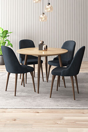 Adel Serisi 90x90 Atlantik Çam MDF Mutfak Masa Takımı 4 Adet Sandalye  