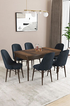 Fonza Barok 80x132 MDF Açılabilir Mutfak Masası Takımı 6  Sandalye
