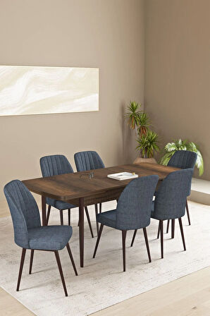 Floryn Barok Desen 80 X 132 Açılabilir MDF Mutfak Masa Takımı 6 Sandalye