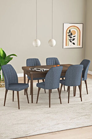 Laris Barok Desen 80 X 132 Açılabilir MDF Mutfak Masa Takımı 6 Sandalye