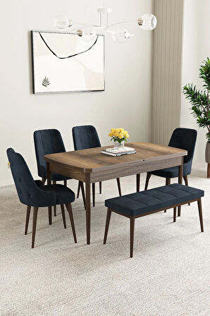Mabel Barok Desen 80x132 Açılabilir Yemek Odası Takımı 6  Sandalye