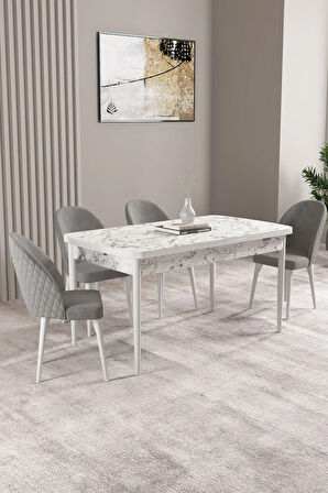 Clara Meşe Desen 80x132 Açılabilir Yemek Odası Takımı 4 Sandalye, 1 Bench