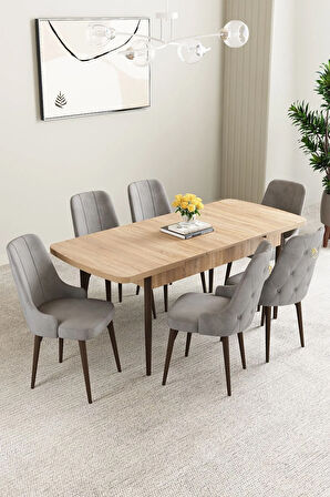 Floryn Barok Desen 80 X 132 Benchli Açılabilir MDF Mutfak Masa Takımı 4 Sandalye