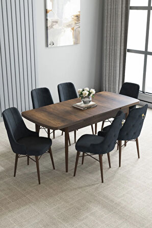 Jusie Barok Desen 80x132 Açılabilir Mutfak Masası Takımı 4 Sandalye, 1 Bench