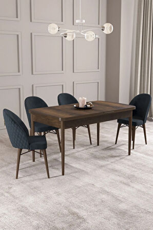 Calvin Barok Desen 80x132 MDF Açılabilir Mutfak Masası Takımı 4  Sandalye