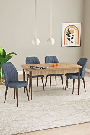 Elis Meşe Desen 80x132 Açılabilir Masa Takımı 4  Sandalye