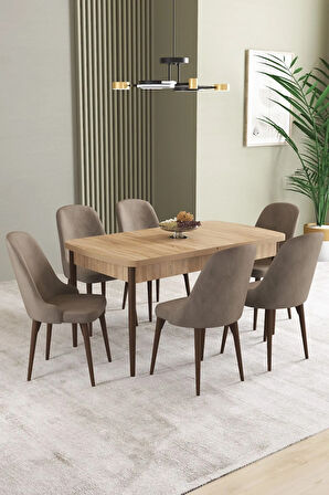 Elis Meşe Desen 80x132 Açılabilir Yemek Odası Takımı 4  Sandalye