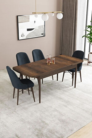 Fonza Barok 80x132 MDF Açılabilir Mutfak Masası Takımı 4  Sandalye