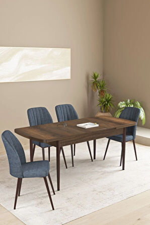 Floryn Barok Desen 80 X 132 Açılabilir MDF Mutfak Masa Takımı 4 Sandalye