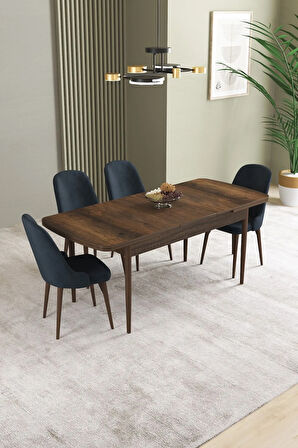 Ikon Barok Desen 80x132 MDF Açılabilir Yemek Masası Takımı 4  Sandalye