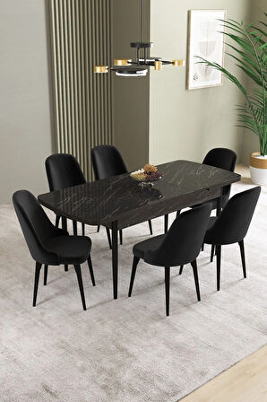 Ikon Meşe Desen 80x132 MDF Açılabilir Yemek Masası Takımı 4  Sandalye