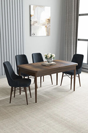 Arvela Barok Desen 80x132 Açılabilir Yemek Odası Takımı 4  Sandalye