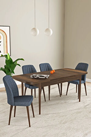 Laris Barok Desen 80 X 132 Açılabilir MDF Mutfak Masa Takımı 4 Sandalye