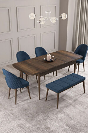 Mayer MDF Beyaz Mermer Desen Açılabilir 80x132 Cm 4 Sandalyeli Mutfak Masası Takımı