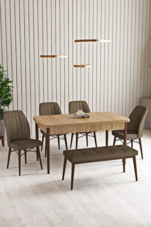 Milas Siyah Mermer Desen 80x132 MDF Açılabilir Yemek Masası Takımı 4  Sandalye