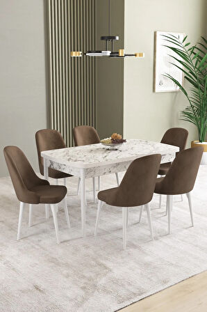 Vien Barok Desen 80 X 132 Açılabilir MDF Mutfak Masası 4  Sandalye