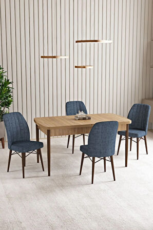 Vien Meşe Desen 80 X 132 Açılabilir MDF Mutfak Masası 4  Sandalye