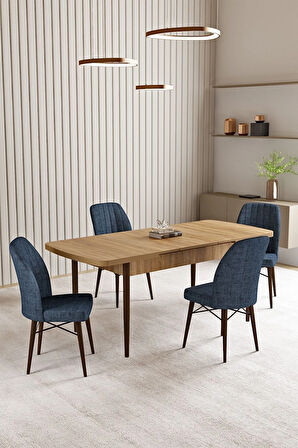 Vien Meşe Desen 80 X 132 Açılabilir MDF Mutfak Masası 4  Sandalye
