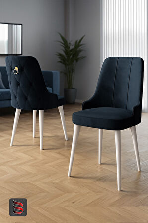 Esa 2 Adet Babyface Kumaş, Beyaz Metal Ayaklı, Mutfak ve Yemek Odası Sandalyesi