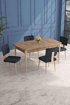 Lars Atlantik 80x132 Açılabilir Mdf Masa Yemek Odası Takımı,Mutfak Takımı 4 Adet Sandalye