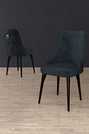 Esa 6 Adet Babyface Kumaş, Siyah Metal Ayaklı, Mutfak ve Yemek Odası Sandalyesi