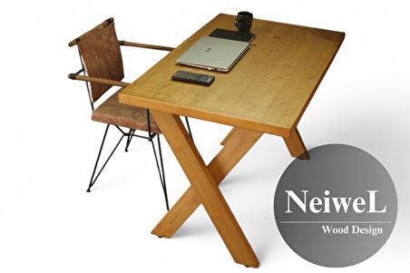 Neiwel Enax Doğal Ahşap Çalışma ve Ofis Masası-70cm-140cm