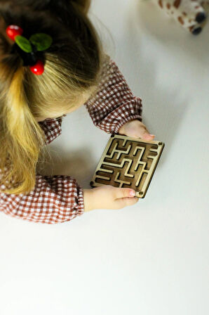 Ahşap Labirent Puzzle Oyunu - Montessori Eğitici Doğal Ahşap Oyuncak - Zeka Ve Denge Oyunu - Puzzle - No: 1