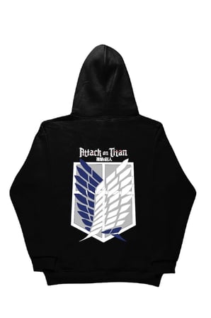Lenithra Attack on Titan Sırt Baskılı Unisex Oversize Hoodie Siyah / L